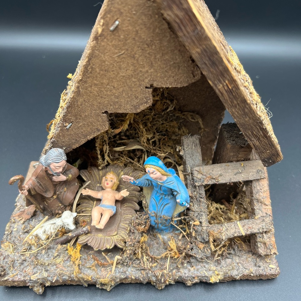 Vintage Italian Wood Creche Nativity Set Manger. Christmas Decoration. 4 figure - Picture 13 of 16